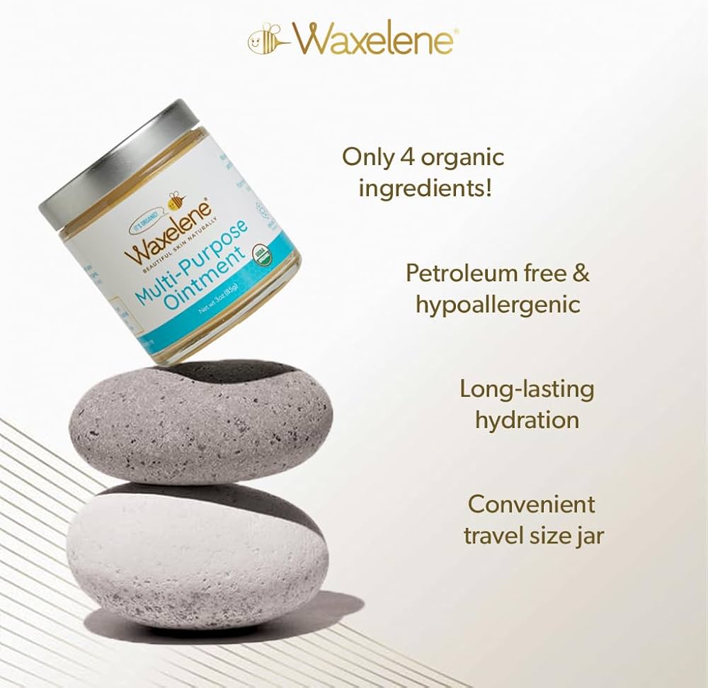 Waxelene Organic Multipurpose Ointment the Petroleum Jelly Moisturizer Medium Jar 3oz (85g)