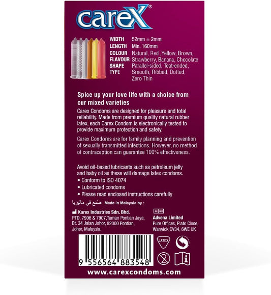 Carex Multi Pleasure Condoms | Different Everytime | 12 Count