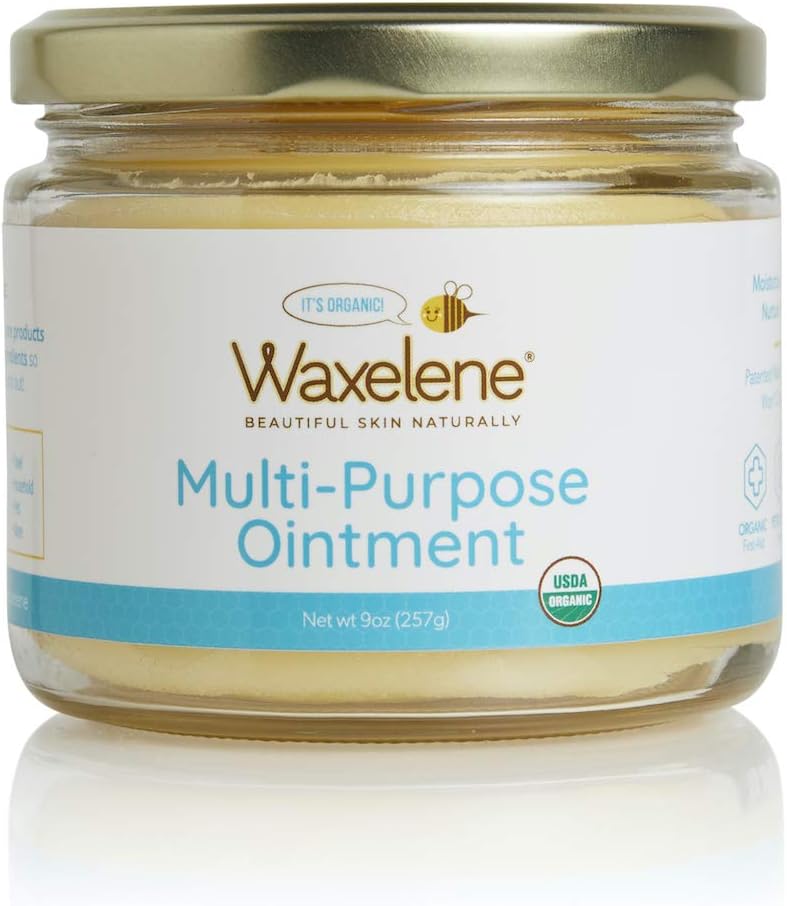 Waxelene Organic Multipurpose Ointment the Petroleum Jelly Alternative Eczema Dry Sensitive Skin Face Moisturizer Large Jar 9oz (257g)