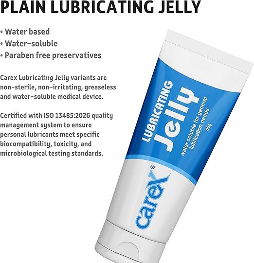 Carex Lubricating Jelly - Regular| Greaseless Transparent Water Soluble and Non-Irritating | 60gm