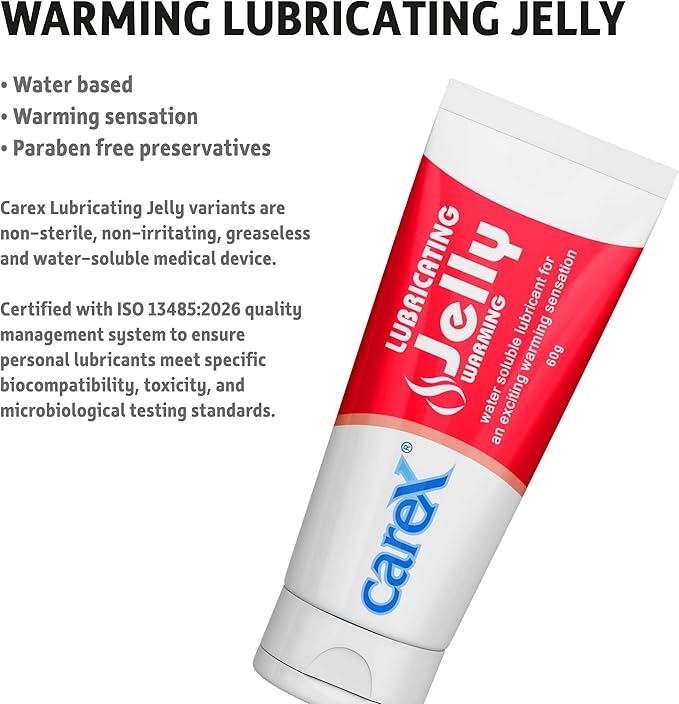 Carex Lubricating Jelly - Warming | Greaseless Transparent Water Soluble and Non-Irritating | For An Exciting Warming Sensation | 60gm